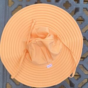 Ruffle Butts Peach Wide Brim Sun Hat